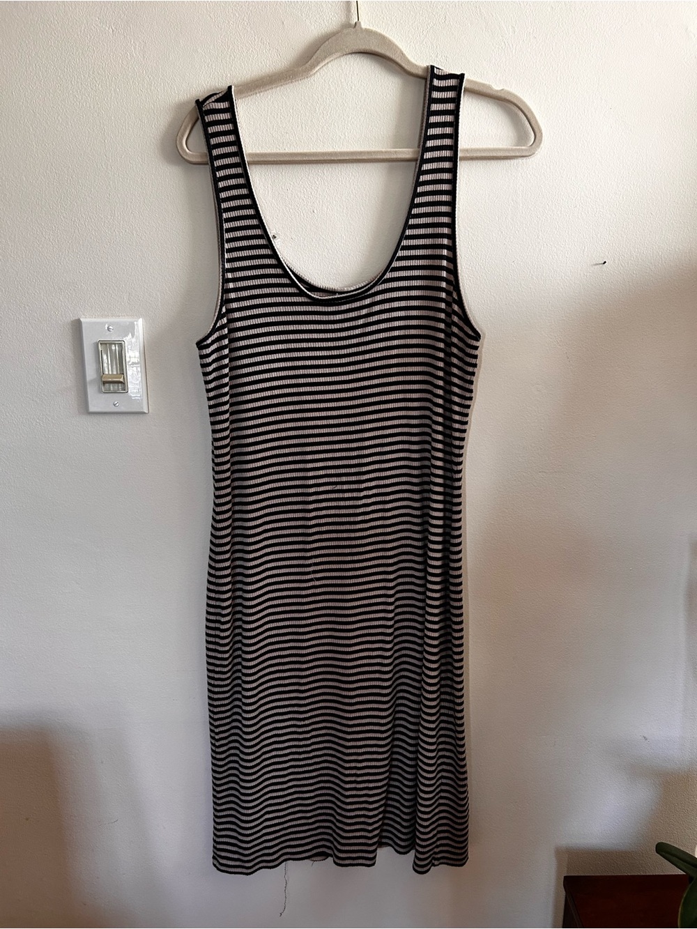 Old Navy Black and White Striped Maxi Tank Dress